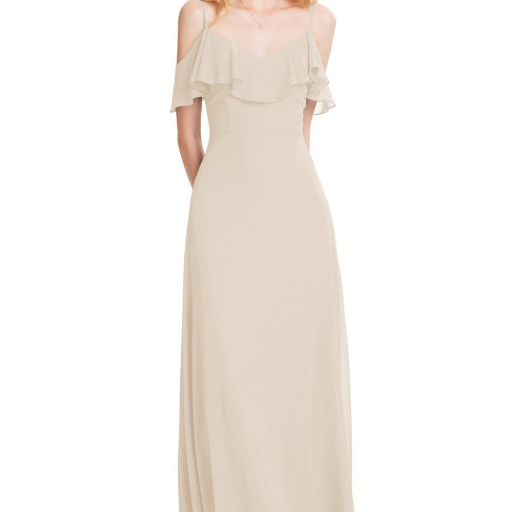 Bill Levkoff Chiffon Off the Shoulder V-Back A-line Gown Dress
